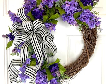 Lavender & Eucalyptus Wreath, Front Door Summer Wreath, Wreath for Front Door, Everyday Wreath, Purple Wreath