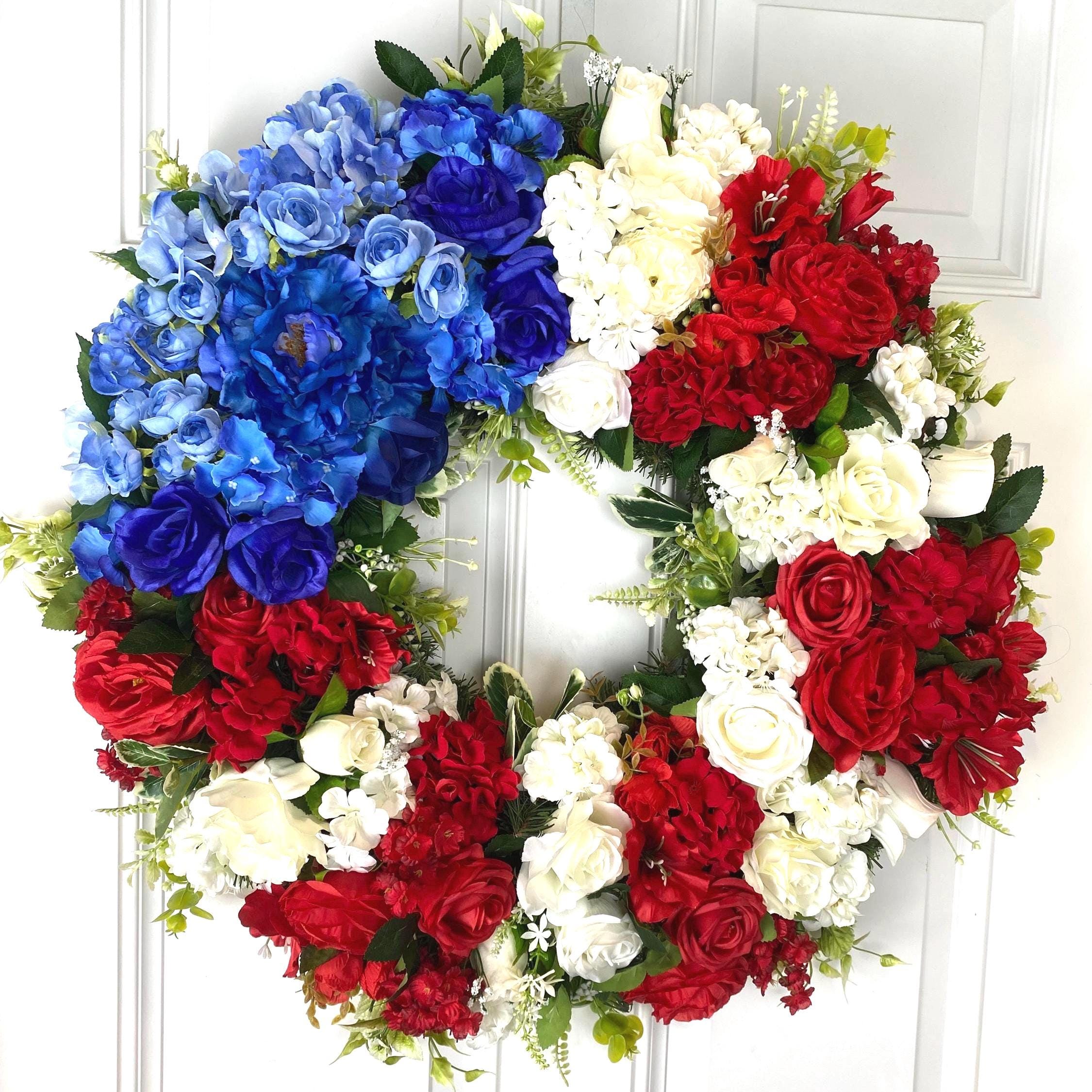 Floral American Flag Wreath: Patriotic 4th of July Decor - Etsy