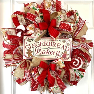 Gingerbread Bakery Christmas Wreath: Holiday Front Door Decor - Etsy