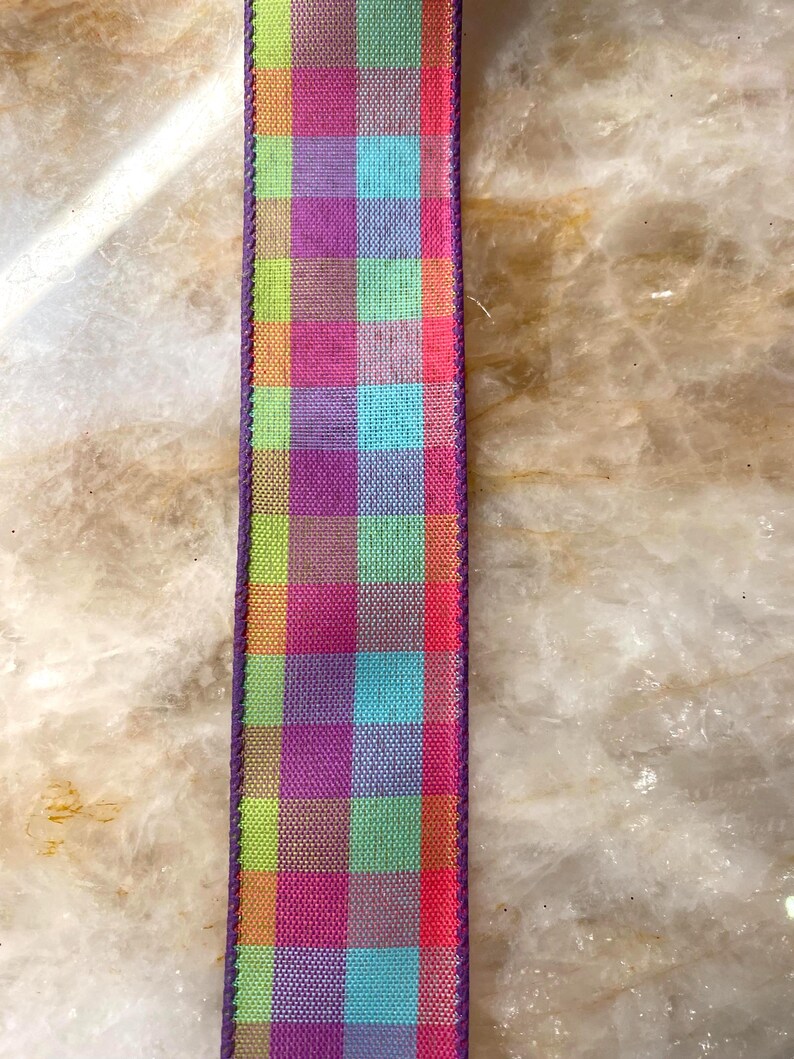 Pink Plaid Pattern Ribbon 1.5 Inch Hot Pink Plaid Ribbon With Lime, Teal and Lavender - Etsy