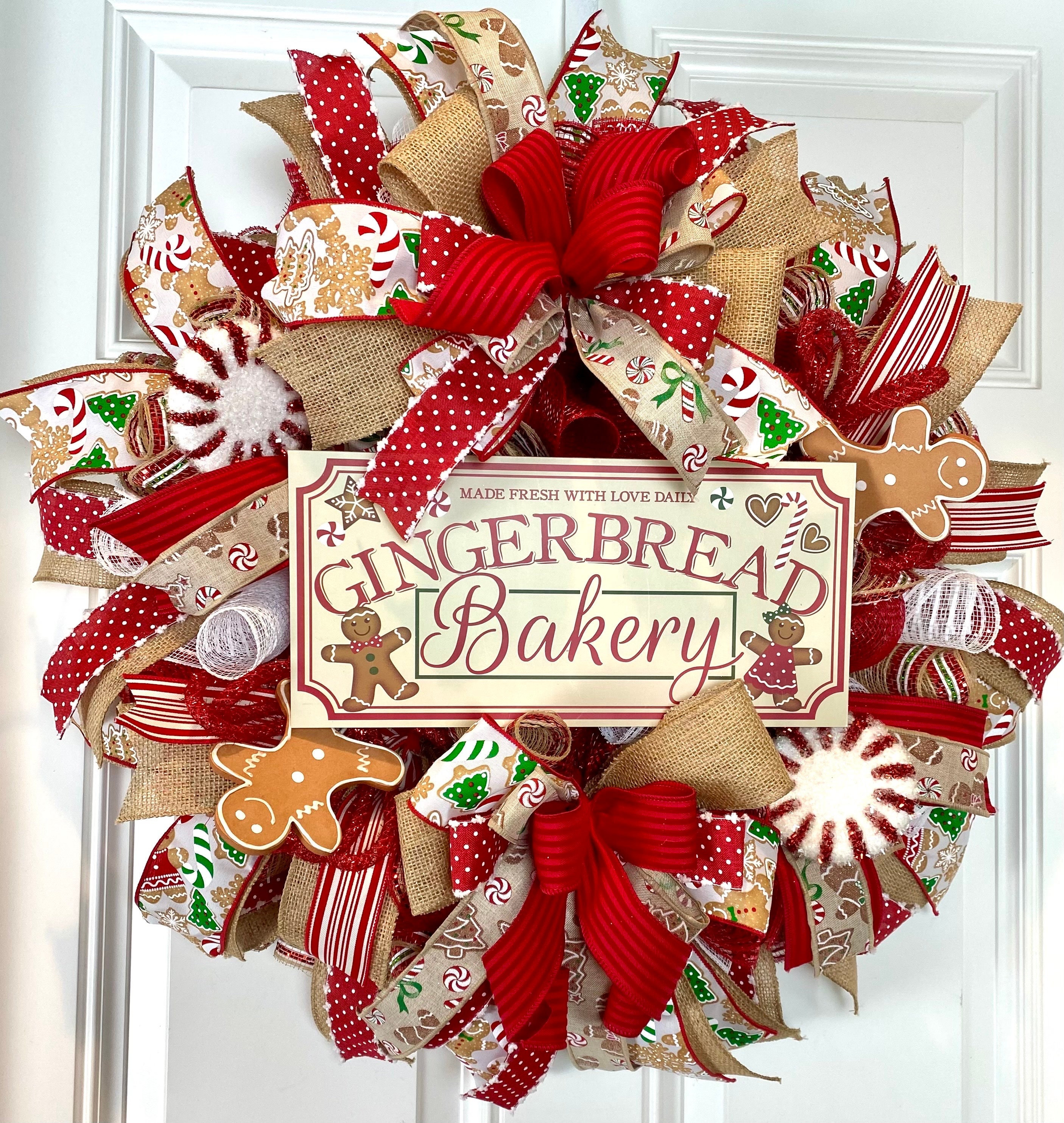 Gingerbread Bakery Christmas Wreath: Holiday Front Door Decor - Etsy
