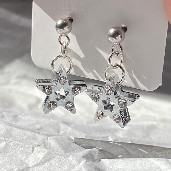 y2k vintage mcbling rhinestone star earrings