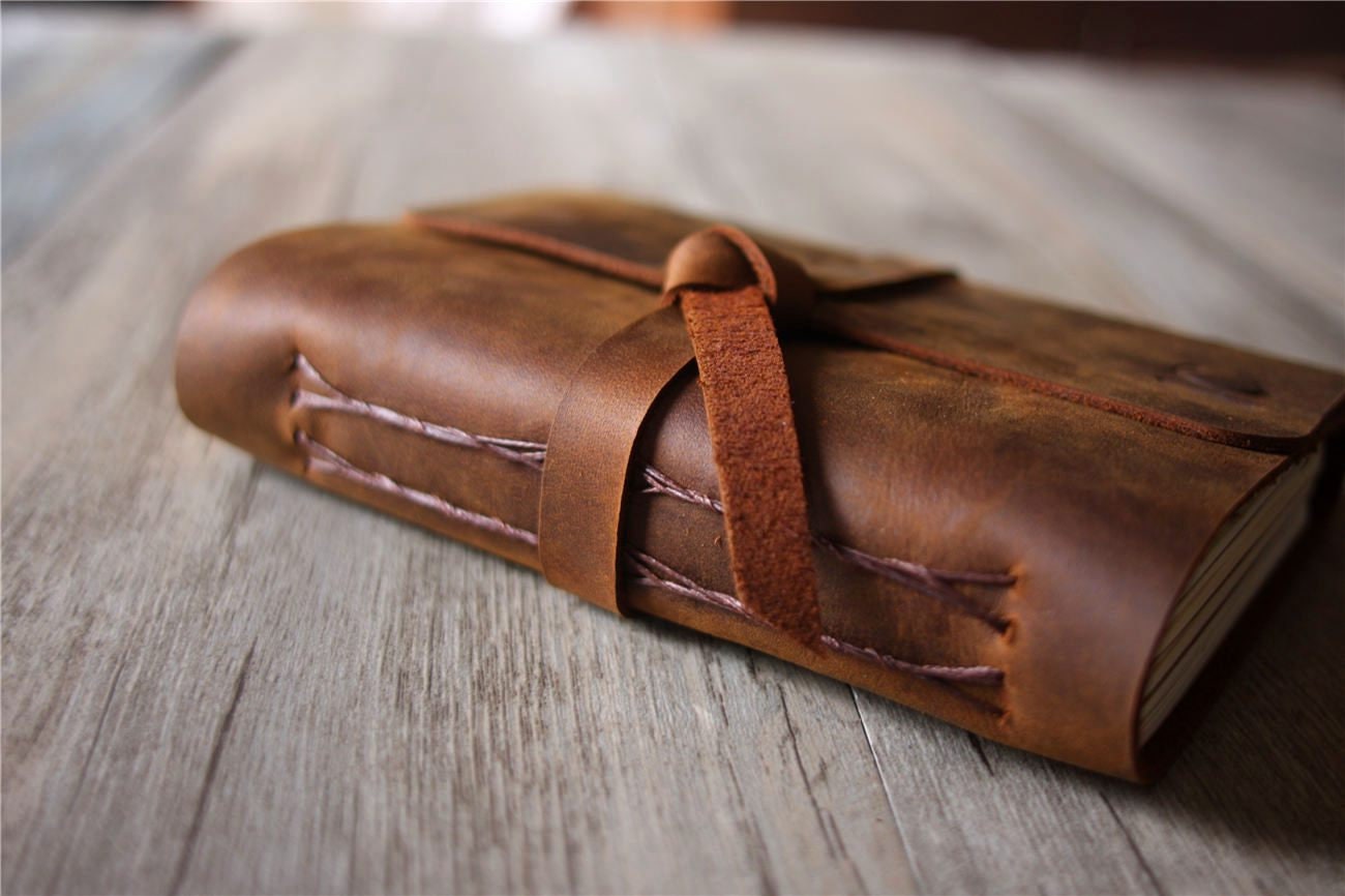 Small Leather Journal Lined Blank Paper A5, B5, A4 Personalized Large