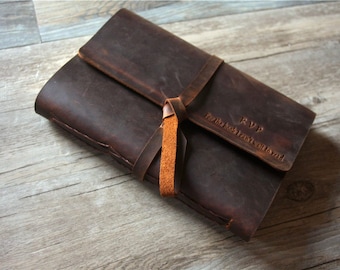 Monogrammed Leather Journal Lined Blank Paper A5, B5, A4 Personalized Large Small Size Sketchbook Notebook Cover