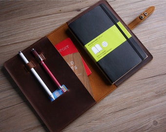 Refillable Journal Moleskine Leather Cover Lined Blank Paper A5, B5, A4 Personalized Large Notebook Cover, Father's Anniversary Day Gifts