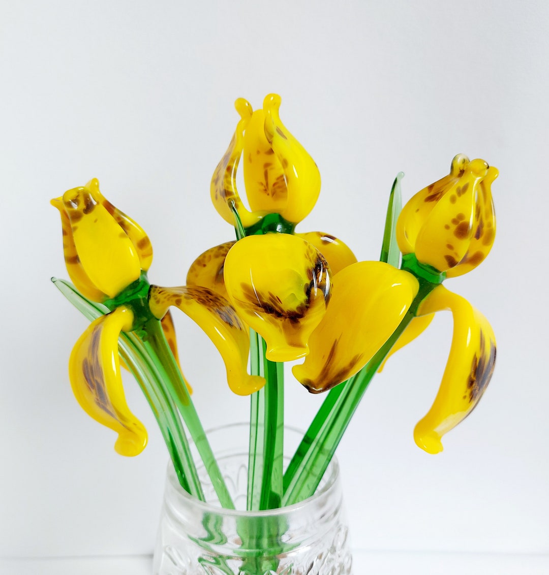 Glass Iris Flower Hand Blown Iris Flower Glass Figurine Hand Etsy