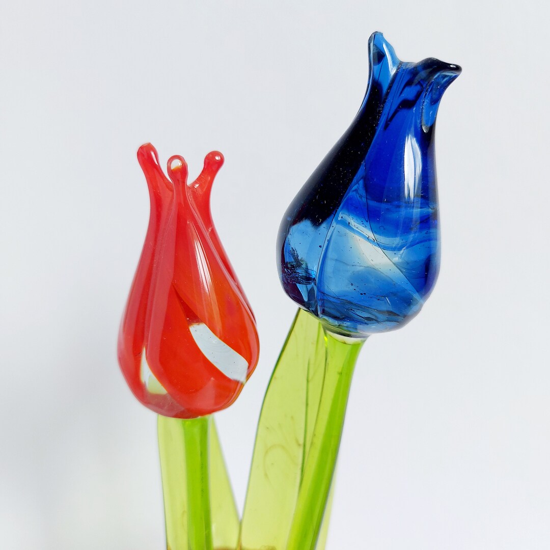 Glass Tulip Flowers Blown Glass Tulip Flowers True Size Etsy