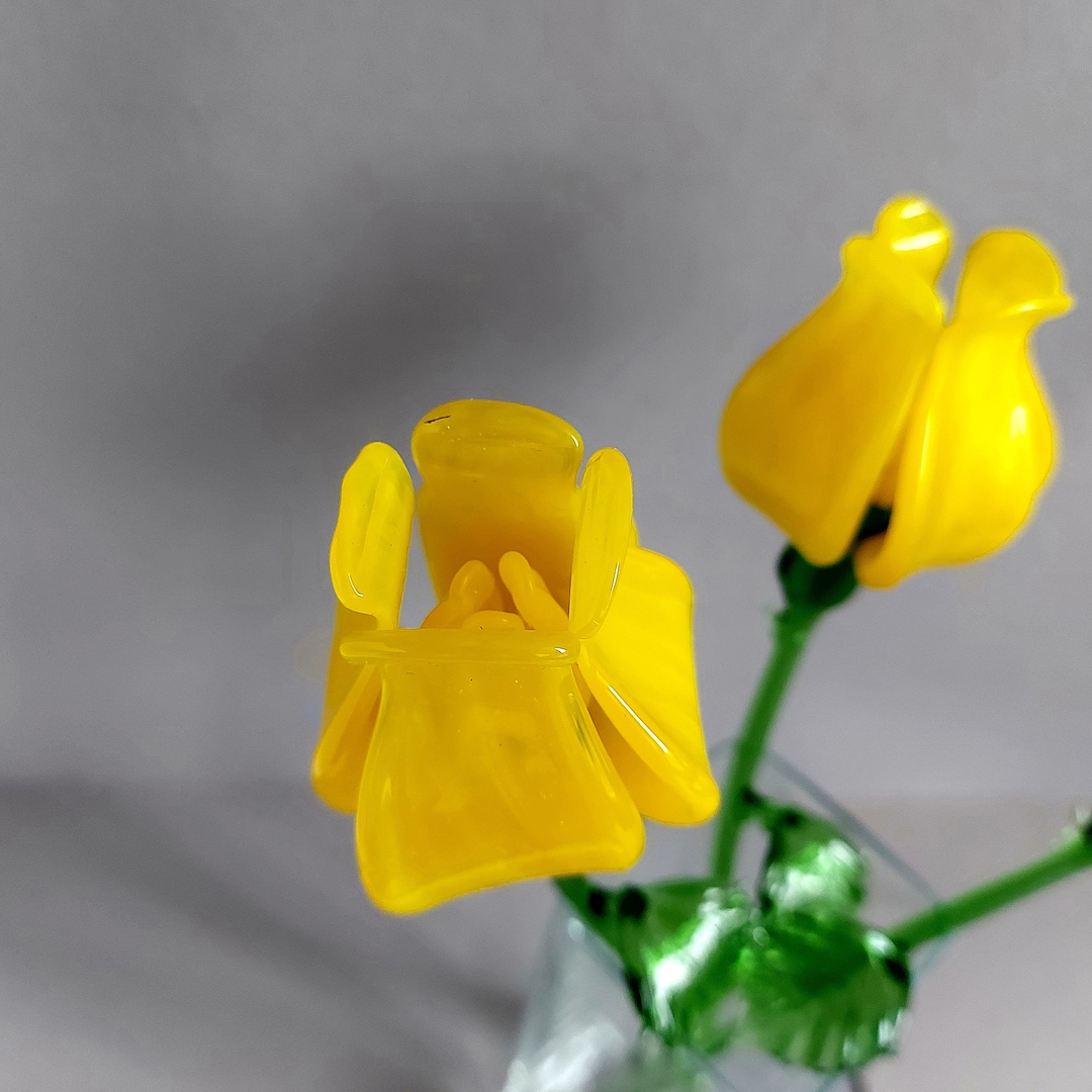 Glass Roses, Hand Blown Glass Roses Flowers, Hand Blown Spring