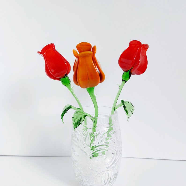 Glass Roses Hand Blown Glass Roses Flowers Hand Etsy