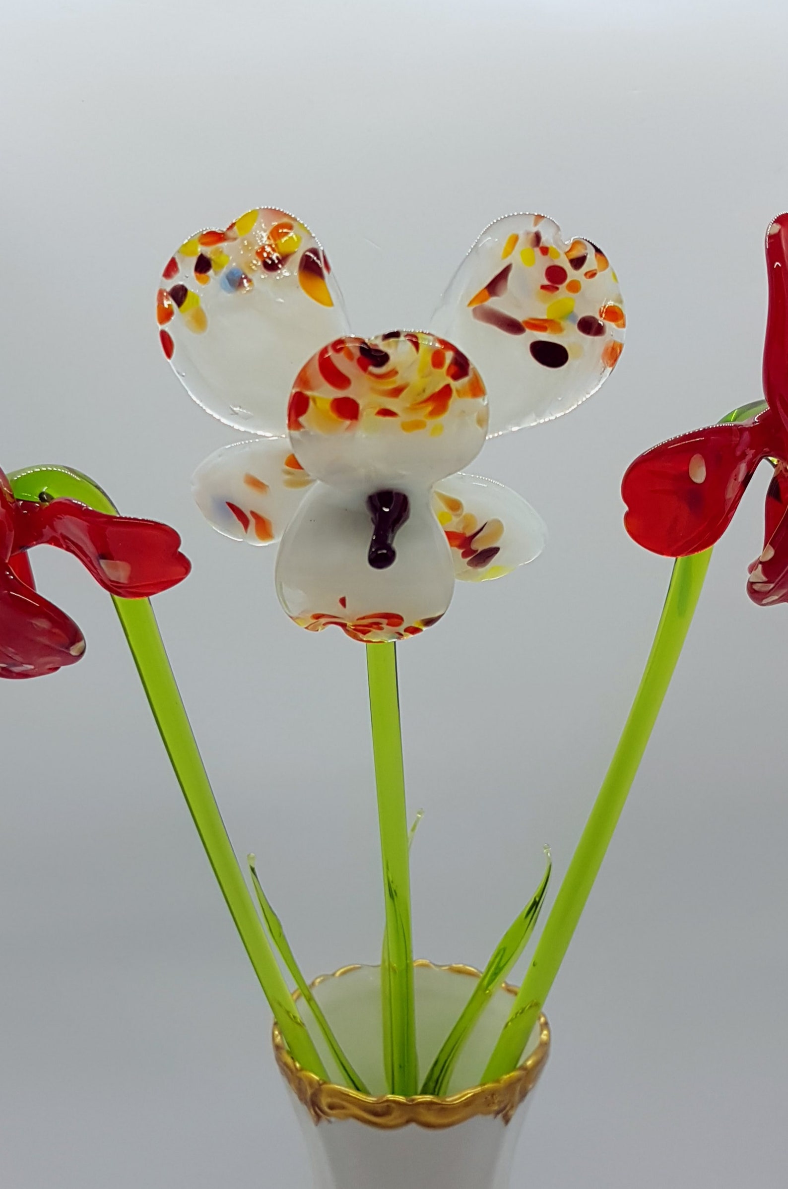 Glass Miltonia Orchid Flower Figurine Hand Blown Orchid Etsy