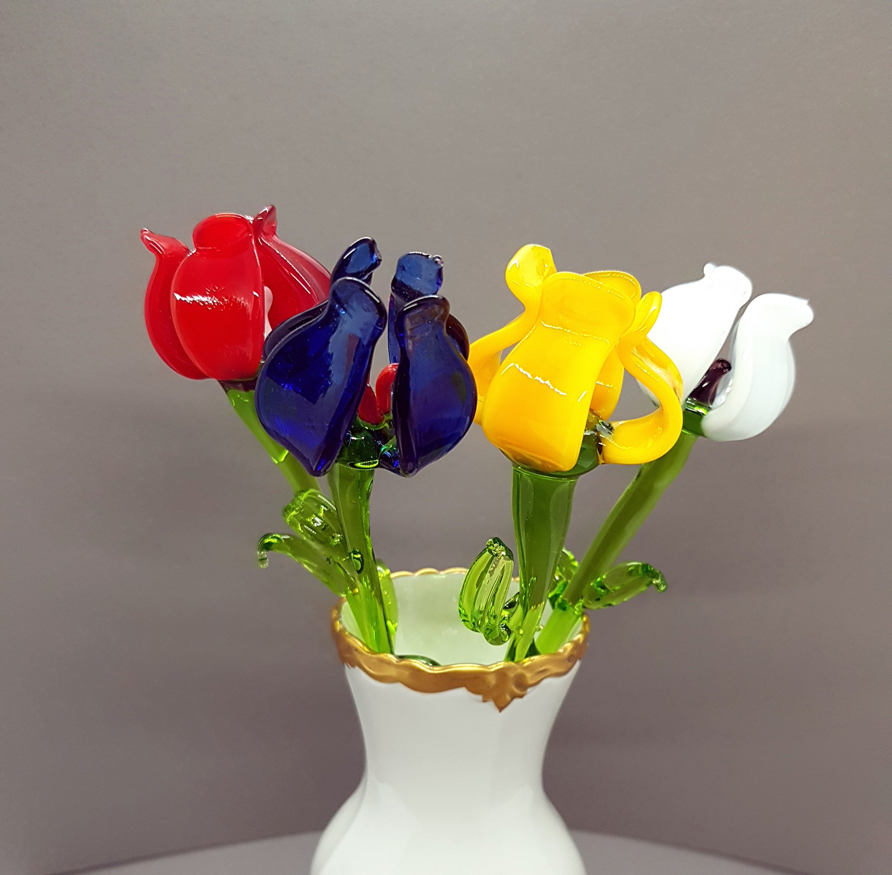 Glass Roses Figurines Hand Blown Glass Roses Flowers Hand Etsy