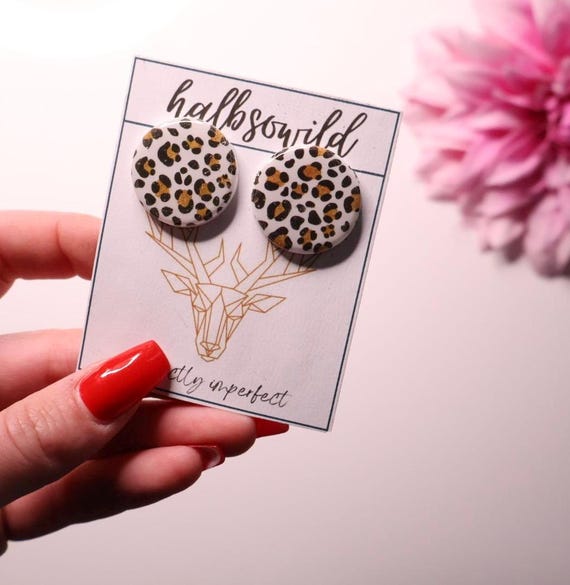 Leopard earrings, leopard print stud earrings, animal print, leoprint, tiger earring, large round stud earrings, leopard, gift for mom