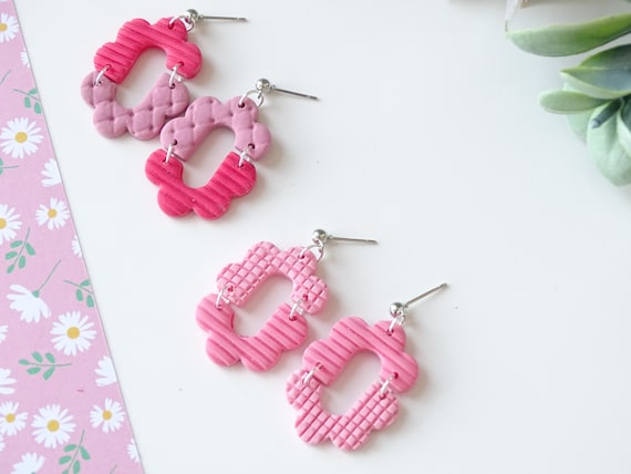 Colorful lightweight hanging earrings made of Fimo, nickel-free earrings, hanging earrings colorful, earrings with pattern, colorful jewelry, gift for girlfriend