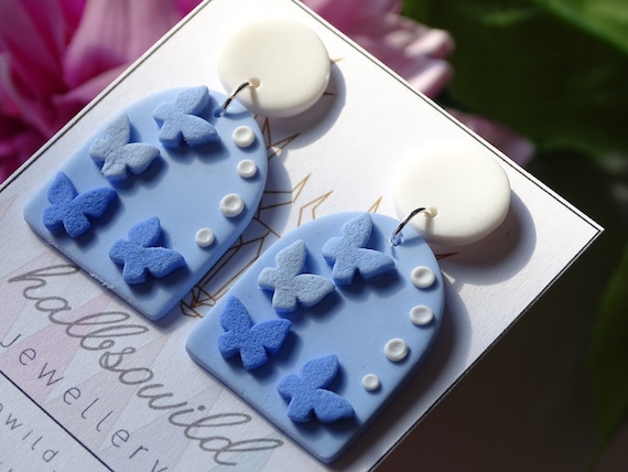 Butterfly earrings, earrings with butterfly, handmade jewelry, accessories for women, personal gifts, homemade, Fimo