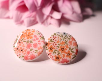 Flower stud earrings, colorful stud earrings, polymer clay earrings, gift for mom, gift for girlfriend, colorful earrings, flower stud earrings