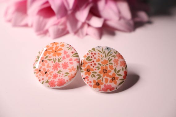 Flower stud earrings, colorful stud earrings, polymer clay earrings, gift for mom, gift for girlfriend, colorful earrings, flower stud earrings