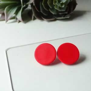 Red stud earrings, red earrings, red stud earrings, small stud earrings, large stud earrings, red jewelry, gift for girlfriend, polymer clay