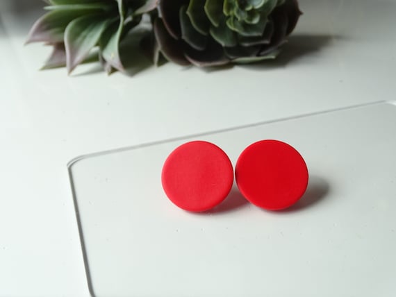 Red stud earrings, red earrings, red stud earrings, small stud earrings, large stud earrings, red jewelry, gift for girlfriend, polymer clay
