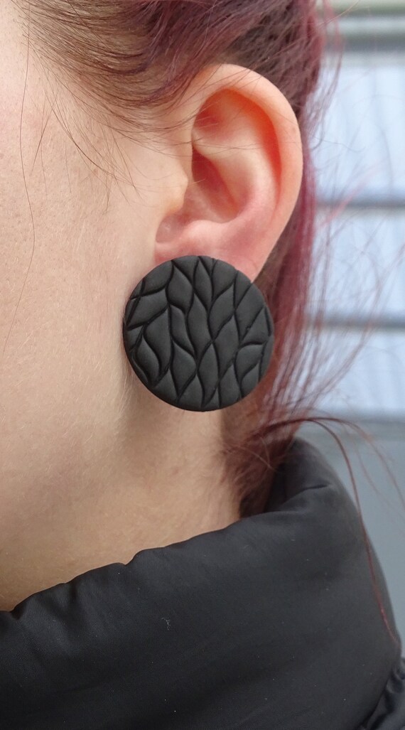 Big black stud sale earrings