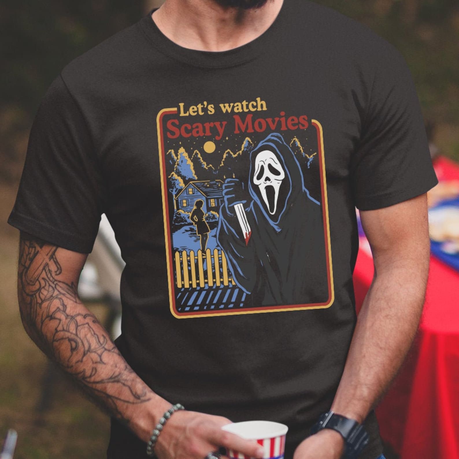 Lets Watch Scary Movies T Shirt Scream Horror Shirt Etsy