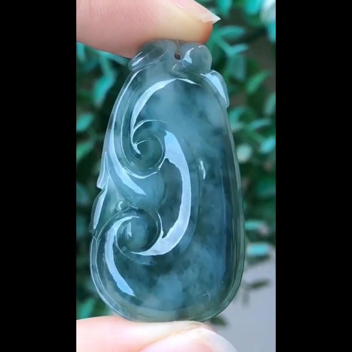 Ice blue jadeite Ruyi flower pendant natural Guatemala jade Etsy