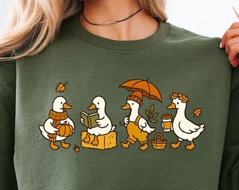 Herbst Gans Sweatshirt, Herbst gemütlicher Pullover, Dumme Gans T-Shirt, Herbst Gans Shirt, lustiges Thanksgiving-Geschenk, Herbst Vibes Hoodies