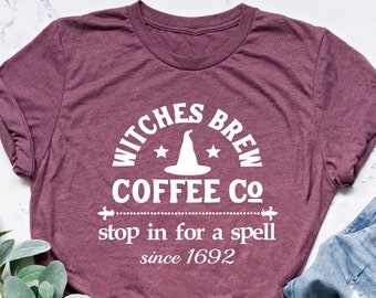 Witches Brew Coffee Co Happy Halloween T-Shirt, Witchy Woman Shirt, Feeling Witchy Tee, Witch Halloween Shirt, Sanderson Halloween T-Shirt