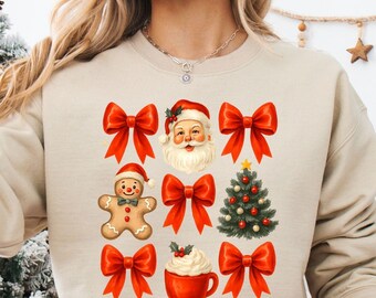 Kokette Weihnachtshemd, Nikolausschleifen-Weihnachtshemd, Santa-Shirt, Weihnachtshemd, Bogen-Shirt, Winterhemd, Feiertagshemd, Weihnachtsgeschenk