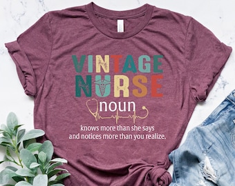 Vintage Nurse T-Shirt, Nurse Shirt, RN Shirts, Nurse Shirt,Funny Nursing Shirt, Retro Nurse Shirt,Nurse Life Tee,Gift For Nurse