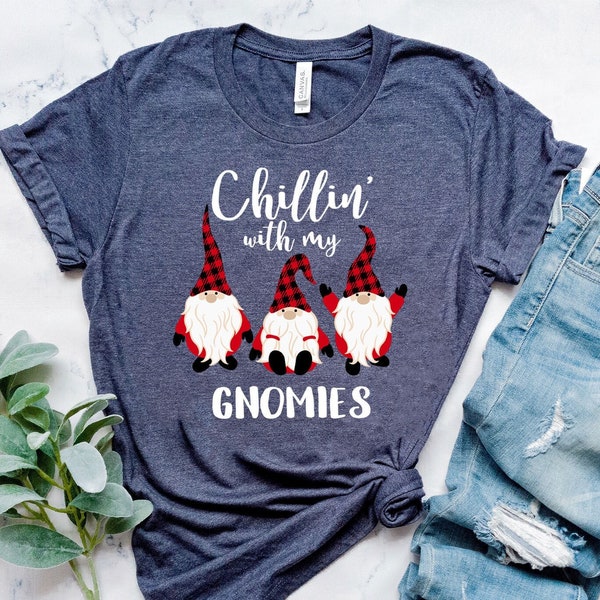 Chillin With My Gnomies Shirt, Christmas Gnomies Tee, Funny Christmas Shirt, Xmas Family Pajamas, Christmas Pajama, Matching Pajamas