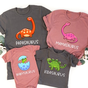 Matching Family Dinosaur Saurus  Shirts, Custom Birthday Gift, Funny Birthday Tee, Dinosaur Outfit, Mama Daddy Saurus, Kids Dino Shirt
