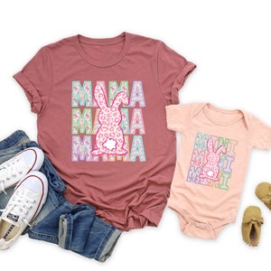 Easter Mama Bunny Mini Bunny Cute Easter Retro Sweatshirt, Happy Easter Mama Mimi Shirt, Easter Family Shirt,Easter Bunny Mother&#39;s Day Shirt