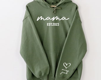 Personalized Mama Sweatshirt With Kids Name On Sleeve, Mothers Day Hoodie, Custom Est Date Mom Hoodie, Grandma Sweatshirt , Gift For Mommy