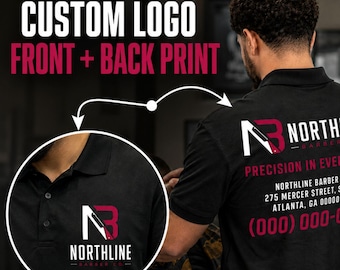 Custom Logo Polo Shirt, Front and Back Print Tees