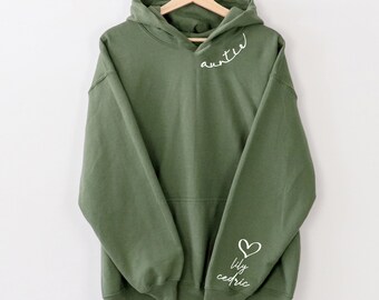 Custom Auntie Sweatshirt with Niece and Nephew Names on Sleeve, Personalized Aunt Sweatshirt,Custom Aunt Hoodie, Aunt Gifts For Mother's Day
