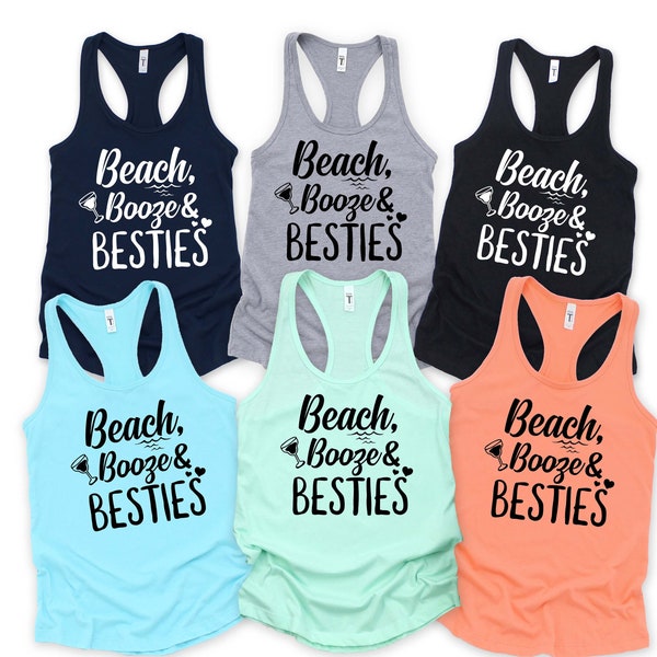 Beach Booze & Besties Racerback, Beach Vacation Tank,Best Friend Tank, Matching Friend Tee,Trendy Summer Tanktop,Beaches Booze and Besties