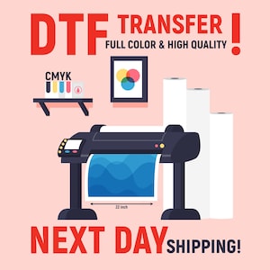 Custom DTF Transfer Ready For Press, Direct To Film Transfers, DTF Print For Designs, Custom DTF Heat Transfers, Your Custom Design Sheets