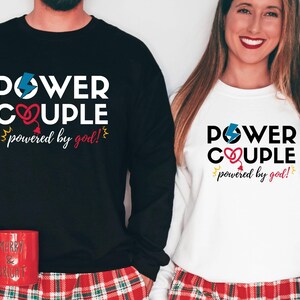 Power Couple Shirt, Powered By God Shirt, Heart Shirt, Valentines Gift, Valentines Day Shirt, Matching Couple Shirt, Love Shirt, Couple Tee