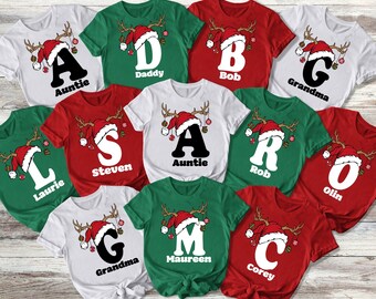 Benutzerdefinierte Weihnachtsnamen-Shirts, passendes Familien-Weihnachtshemd, personalisierte Weihnachtshemden, Weihnachtsgruppen-Shirt, benutzerdefinierte Namenshemden