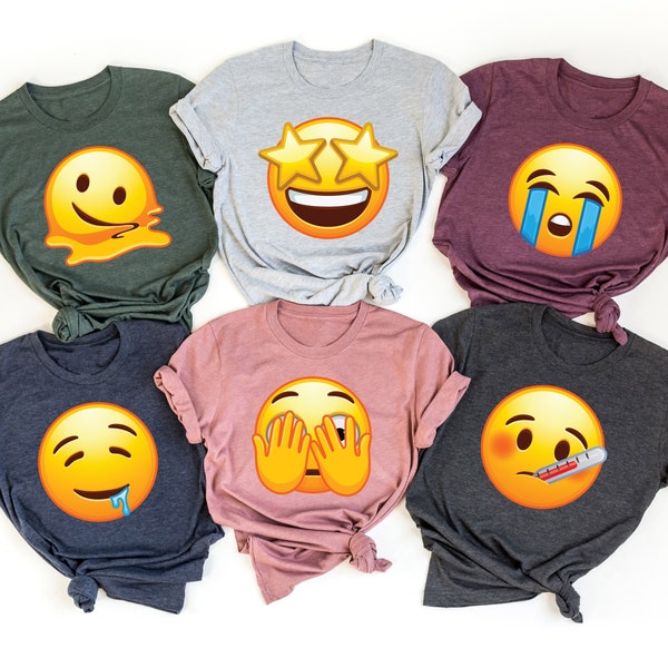 Custom Emoji Costume  Shirt Gift For Family Group, Birthday Costume Shirt Gift For Family, Emoji Team Shirts, Emoji Face Crewneck,