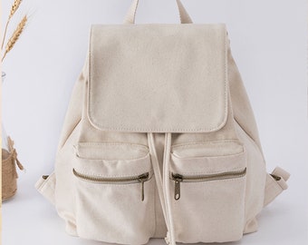 Coton Casual Backpack Canvas Women Travel Bag 2022 Mode Haute Capacité Solid Color Women’s Backpack Student School Bag