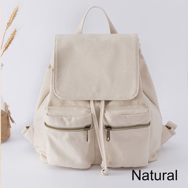 Baumwolle Casual Rucksack Canvas Damen Reisetasche 2022 Mode High Capacity Solid Color Damen Rucksack Studenten Schultasche