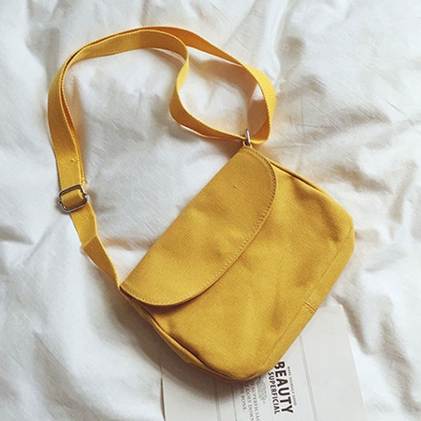 Umhängetasche Baumwolle Canvas Alltag Kleine niedliche Mini Einkaufstasche Mode Umweltfreundliche Tasche mit Reißverschluss für Frauen verstellbaren Riemen