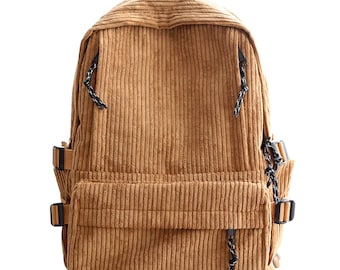 Corduroy Classic Large Bag Eco Friendly Vintage Zipper Backpack Everyday Bag Casual Bag Gift