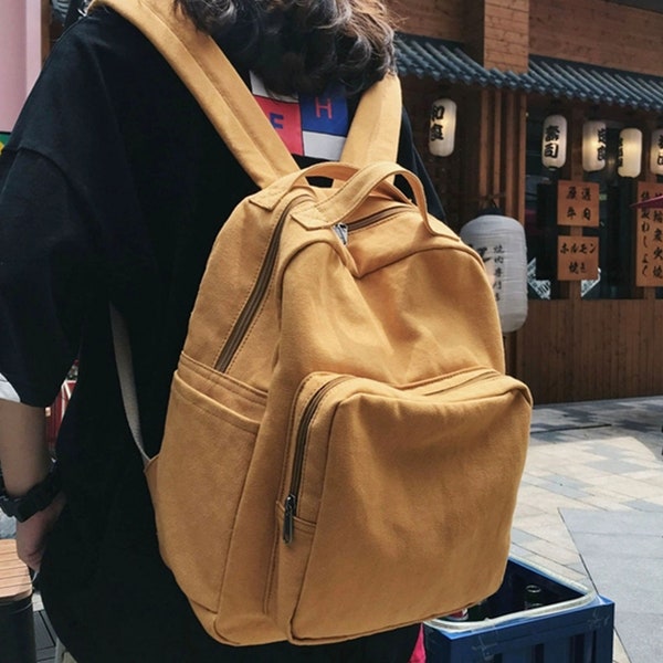 Große Kapazität Baumwolle Vintage Reise Canvas Rucksack Retro Handtasche Mehrere Taschen für Frauen Alltagstasche Schultasche Geschenk für Sie
