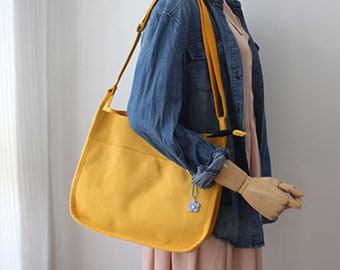 Coton Toile Basic Bag Daily Messenger Bag Econ Friendly Bag Muti Pockets School Bag Crossbody avec chaîne florale Sangle réglable