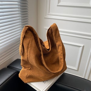 Tote Bag Corduroy Bag Everyday Crossbody Travel Vintage Eco Friendly Shoulder Bag for Women Gift for Her image 1