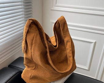 Tote Bag Corduroy Bag Everyday Crossbody Travel Vintage Eco Friendly Shoulder Bag for Women Gift for Her