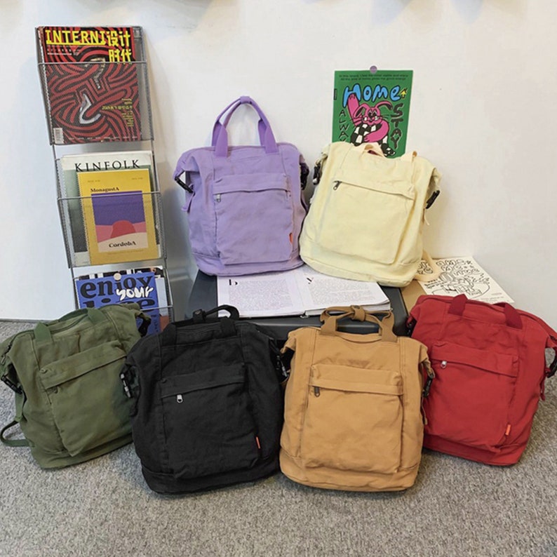 Large Capacity Vintage Travel Canvas Backpack Retro Handbag Cotton Travel Bag Canvas Bag for Women Everyday Bag School Bag Gift for Her image 6