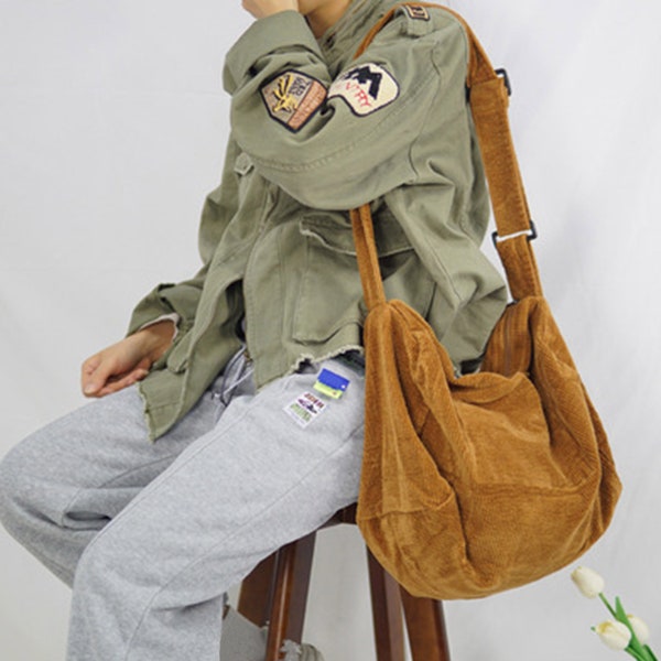 Large Tote Bag Corduroy Tote Bag Shopping Bag Eco Friendly Messenger Bag Everyday Bag  Casual Bag Gift For Her